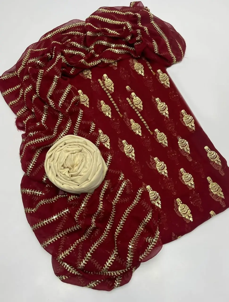 Unstitched Georgette Three Piece in 4 Colors