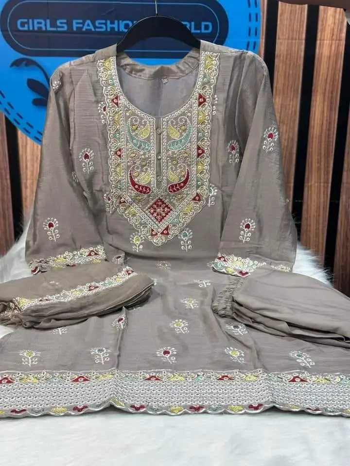 Stylish Indian Chinon Georgette Three Piece