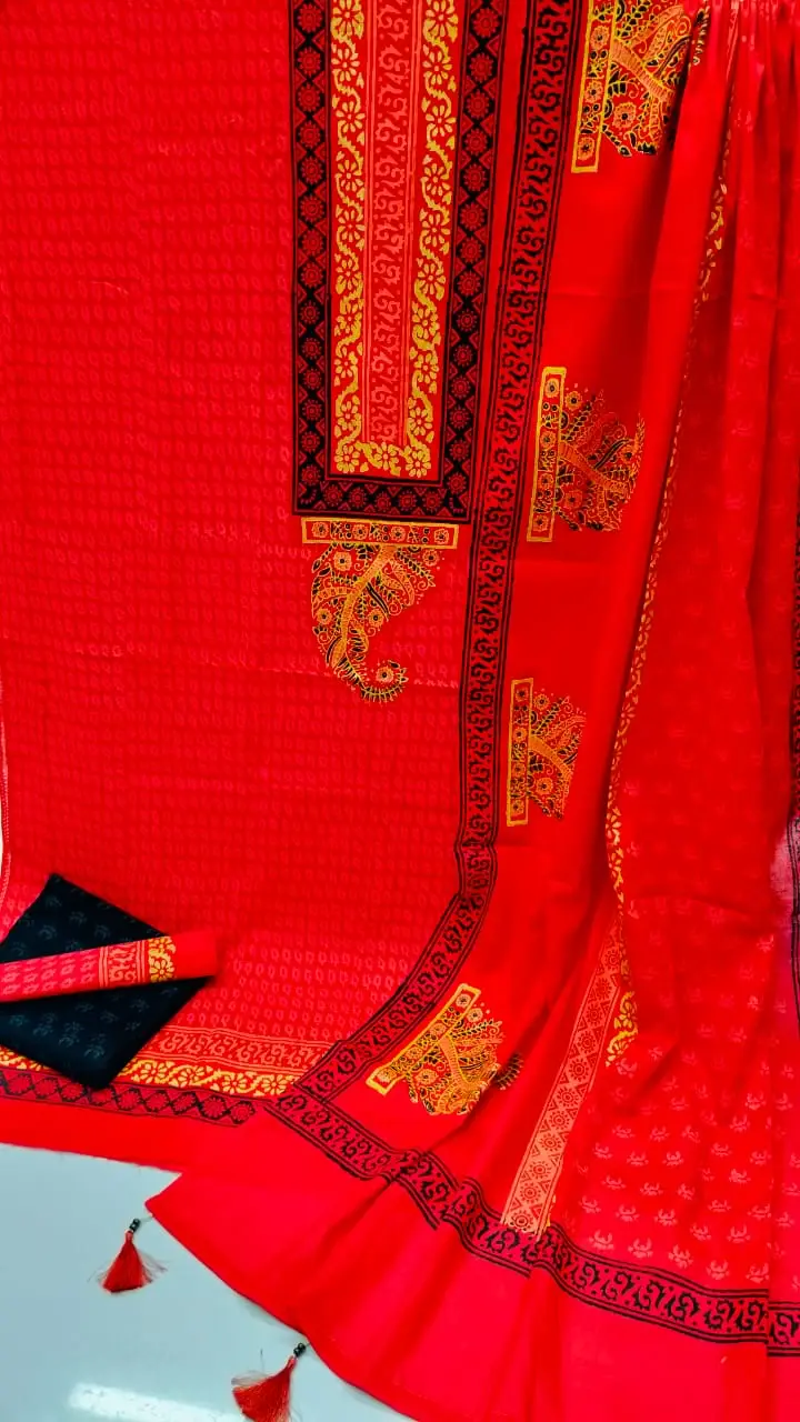 VIP Block Print Three-Piece Set - বিলাসিতা আপনার হাতের কাছে