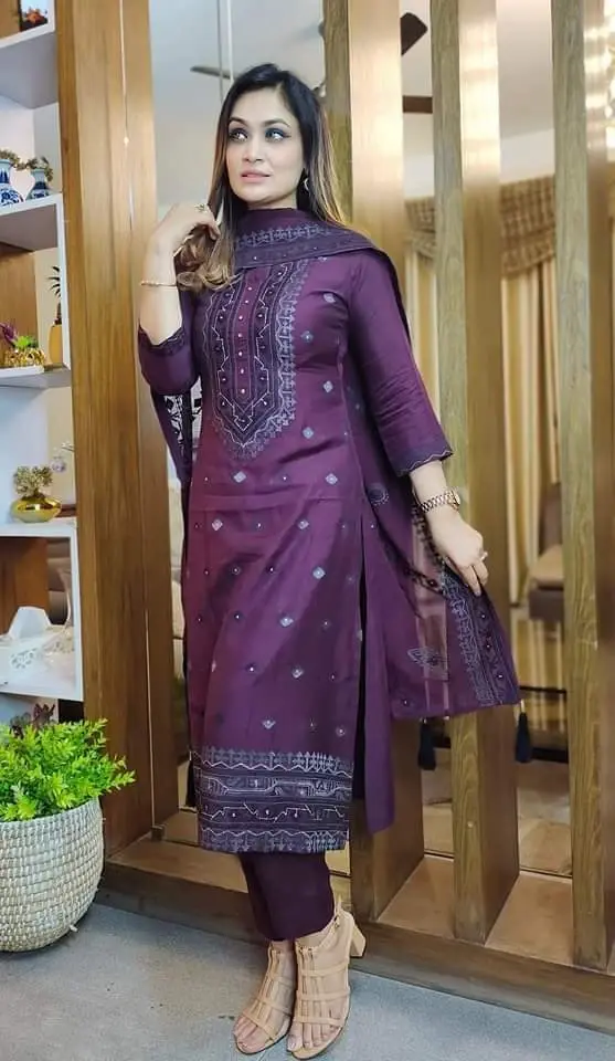 Block Print Three Piece - Trendy and Colorful Attire