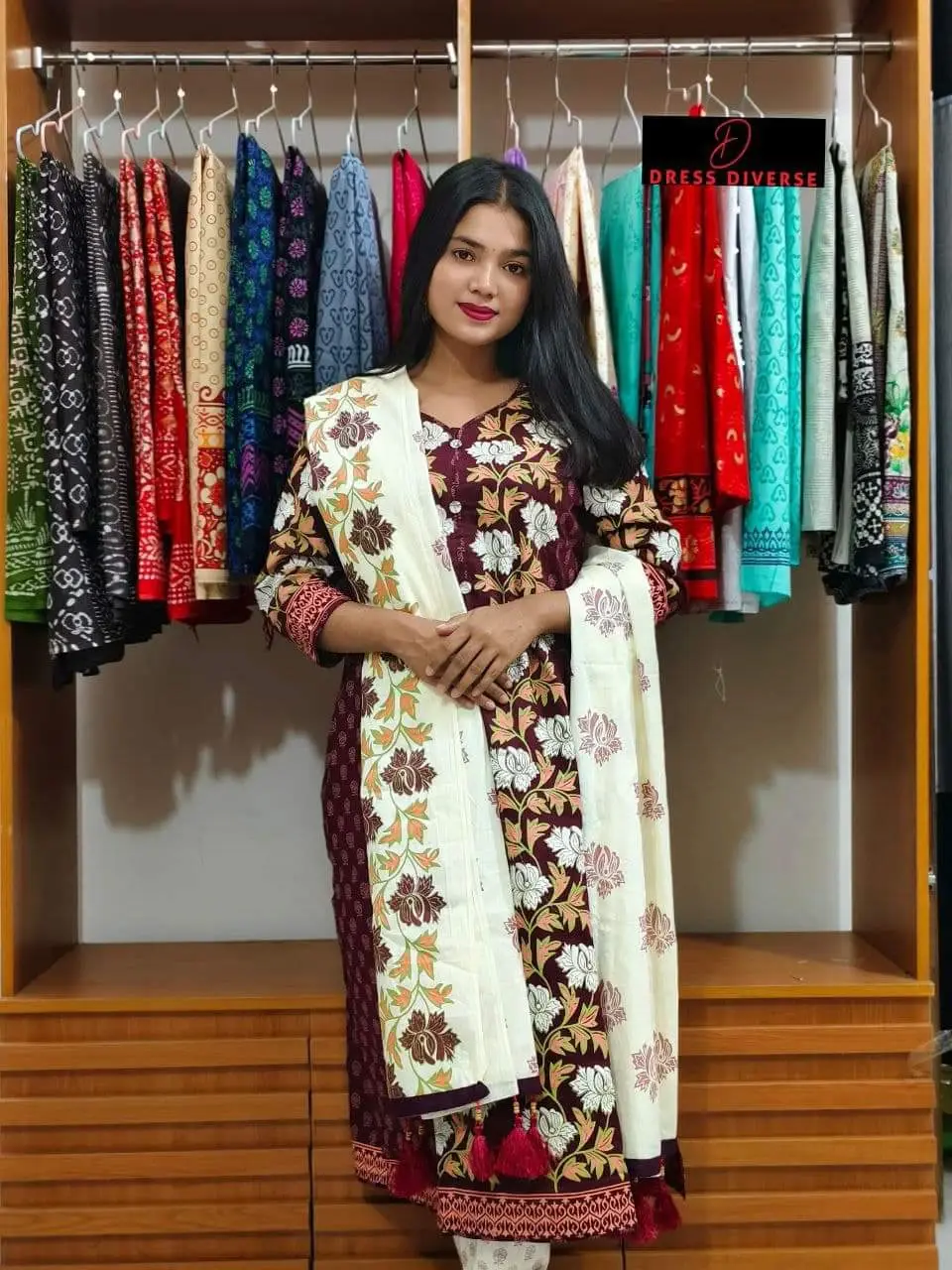 Block Print Three Piece - Stylish and Trendy Ensemble