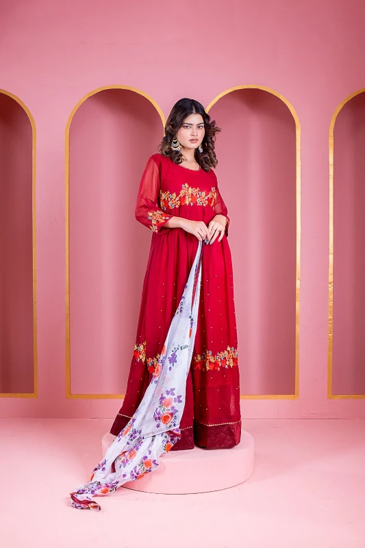 Readymade Georgette Embroidery Party Dress | nazmas Online
