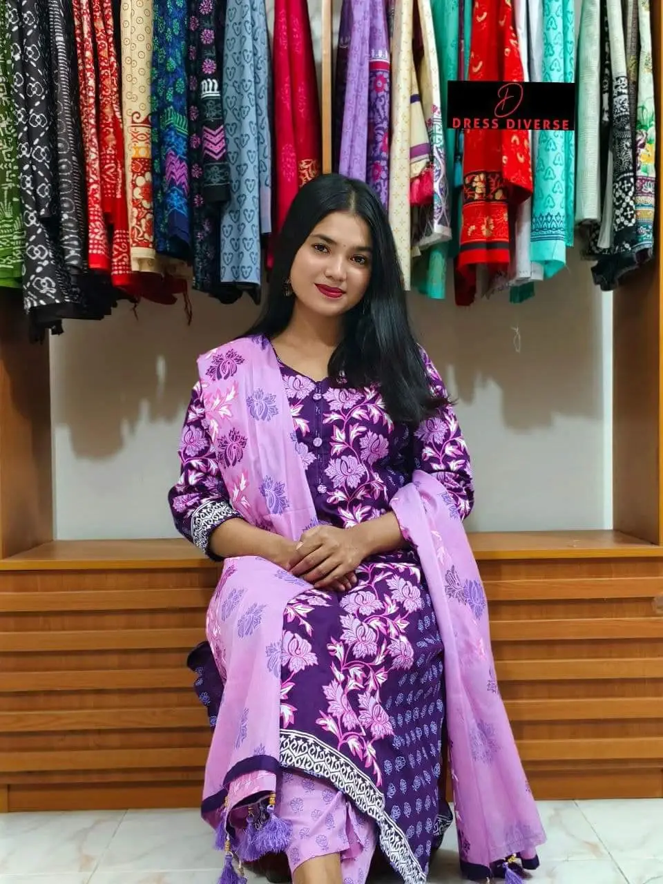 Block Print Three Piece - Effortlessly Stylish Attire