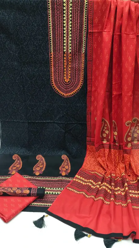 VIP Block Print Three-Piece Set - ফ্যাশন গভীরতা এবং রঙ