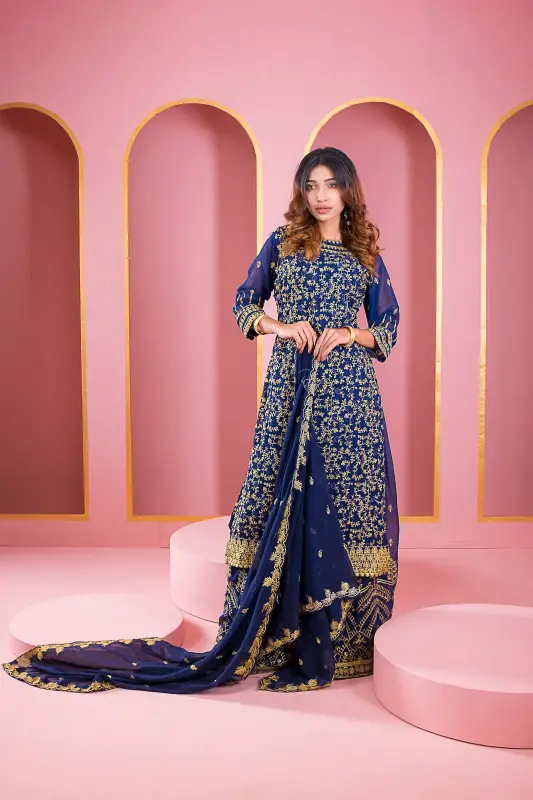 রেডিমেড লেহেঙ্গা জর্জেট এমব্রয়ডারি পার্টি ড্রেস