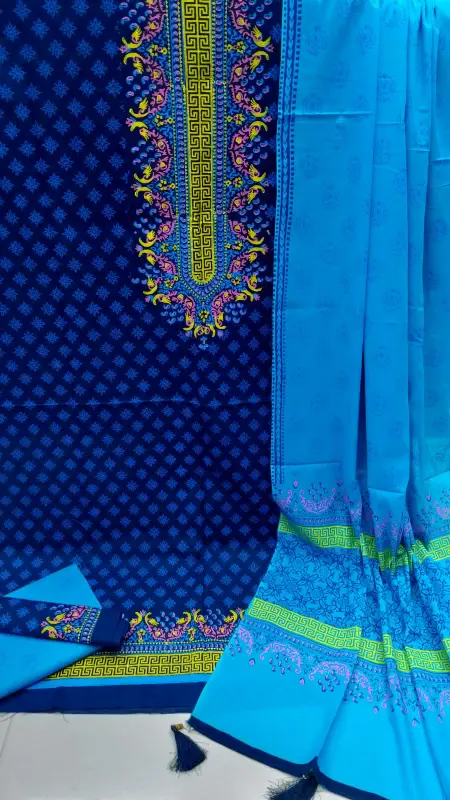 VIP Block Print Three-Piece Set - সময়ের সঙ্গে তাল মিলিয়ে