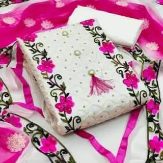 কাশ্মীরী আড়ি এম্ব্রডারী থ্রি-পিচ - সূক্ষ্মভাবে এম্ব্রডারী করা আউটফিট