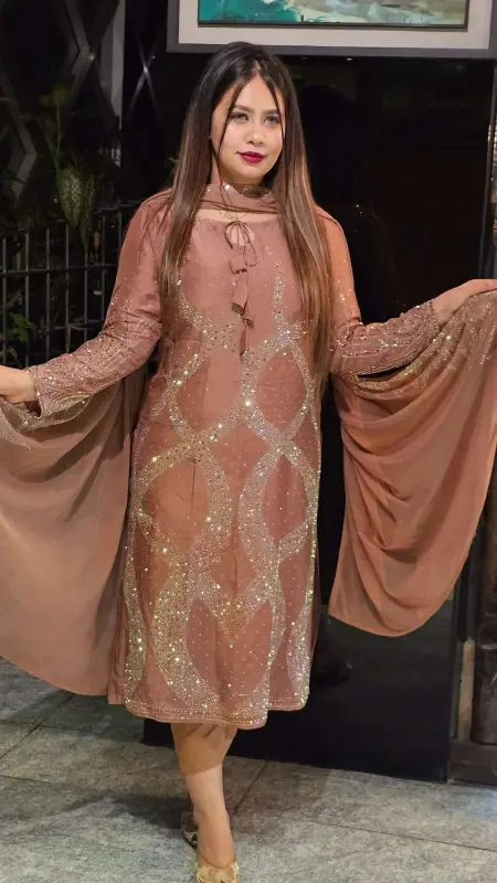 Elegant Stone Work Three Piece Set in 2 Colors