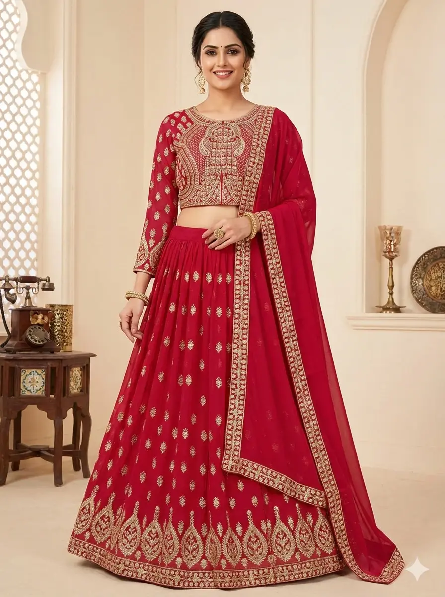 রেডিমেড জর্জেট এমব্রয়ডারি পার্টি ড্রেস