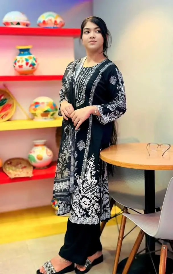 Digital Print Three Piece - Modern Chic Ensemble