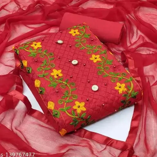 কাশ্মীরী আড়ি এম্ব্রডারী থ্রি-পিচ - Exquisite Kashmiri Elegance