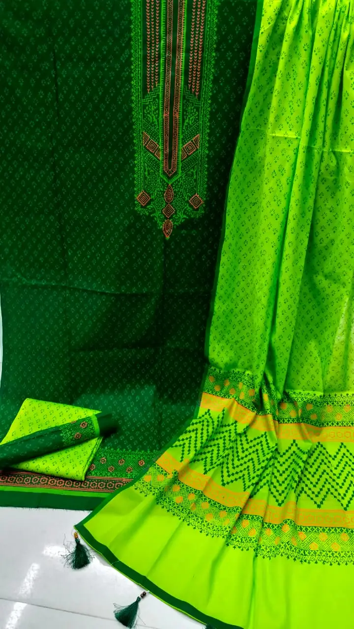 VIP Block Print Three-Piece Set - বিলাসিতা আপনার হাতের কাছে