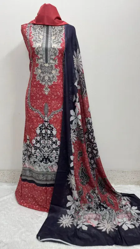 Digital Print Cotton Three Piece - আরামদায়ক এবং স্টাইলিশ