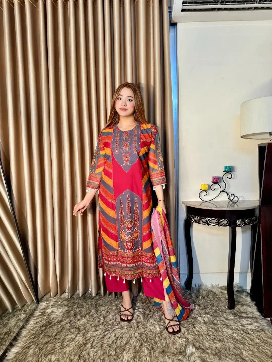 Indian Weightless Georgette Three-Piece - Stylish Elegance