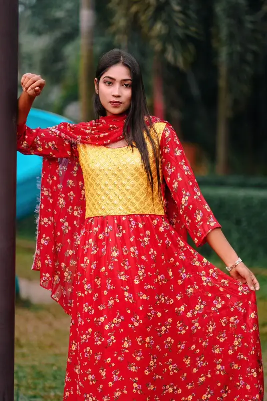 Stunning China Georgette Gown Three Piece