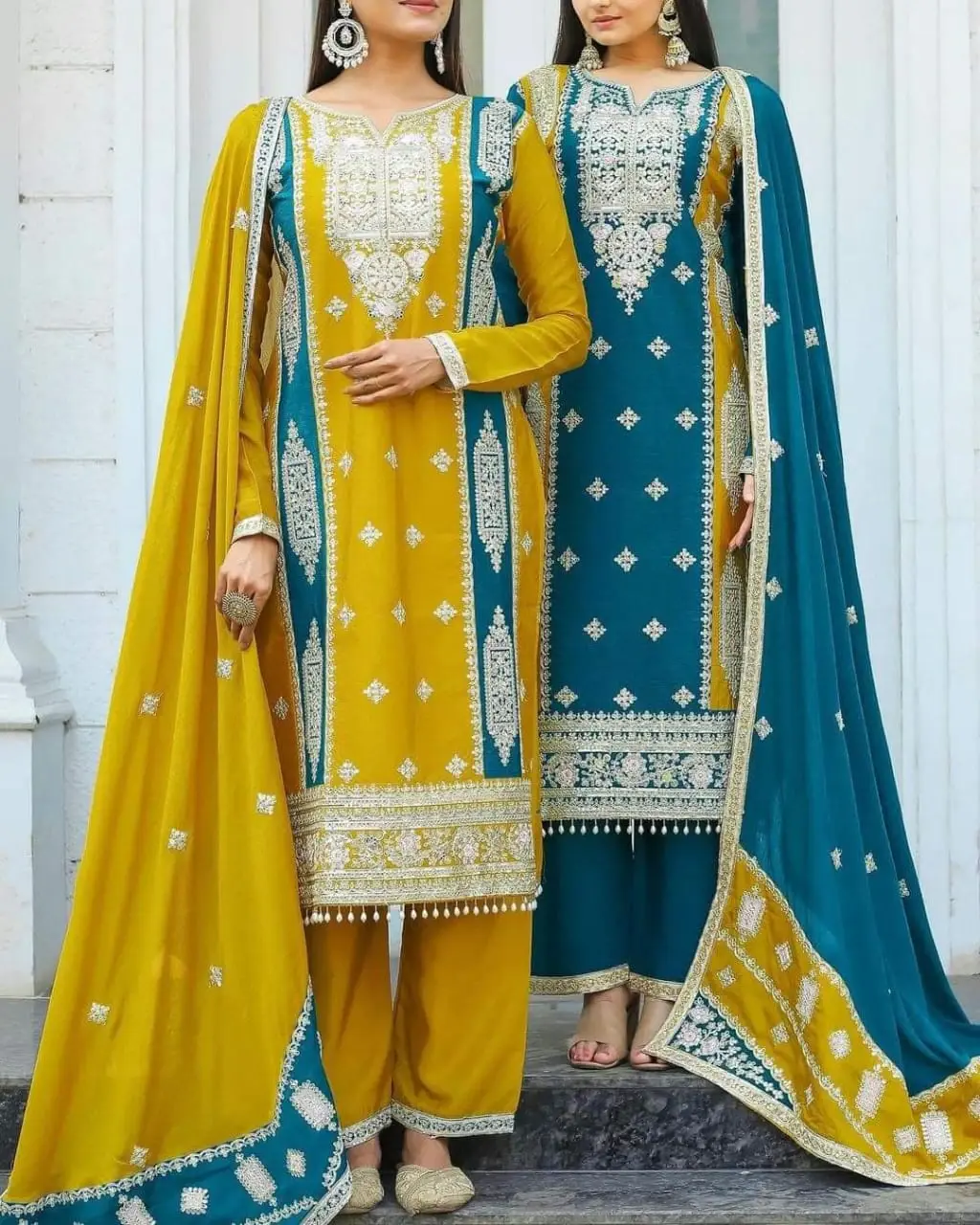 Indian Muslin Silk Jorjet Embroidery 3 Piece