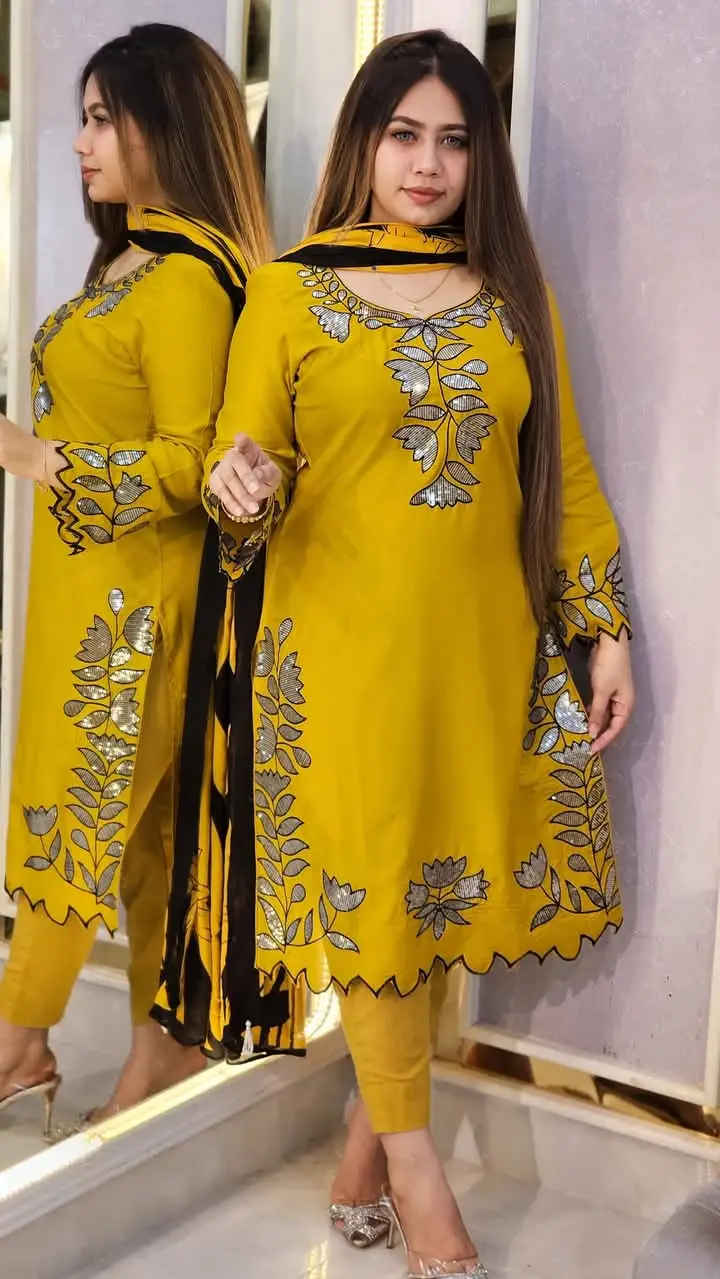 Premium Embroidery Sequence Three Piece