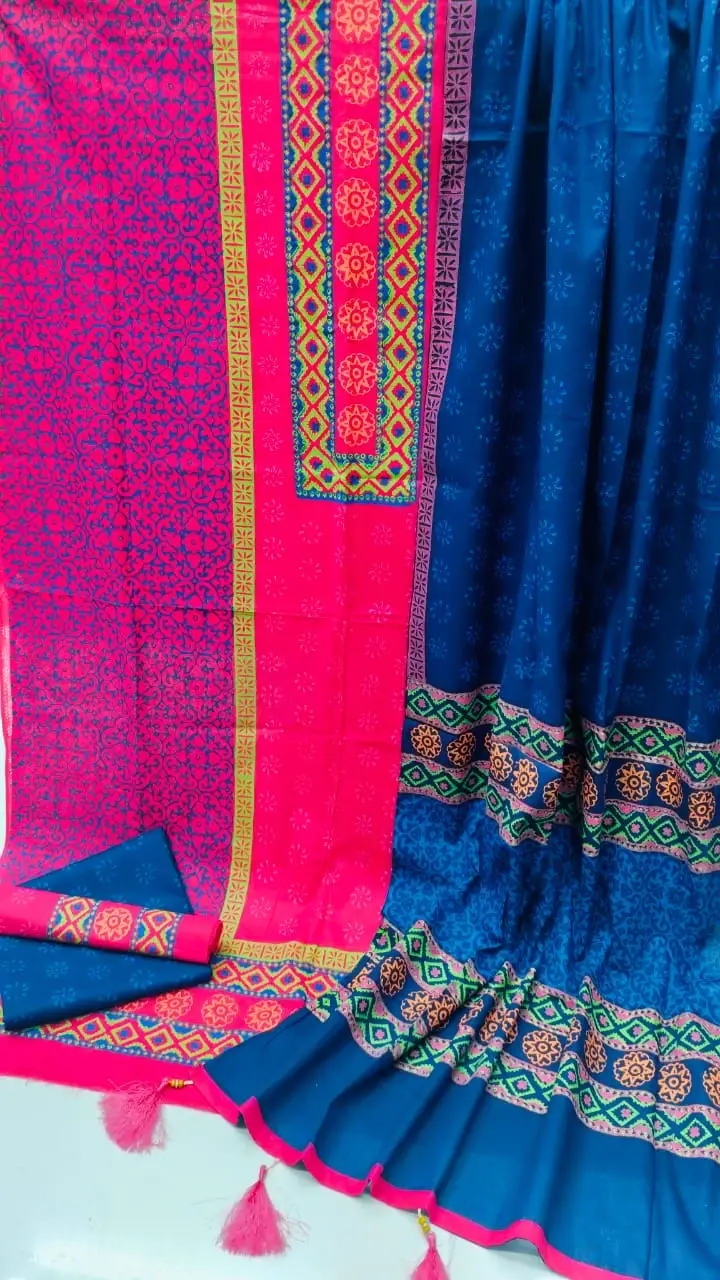 VIP Block Print Three-Piece Set - শৌখিনদের জন্য সেরা পছন্দ