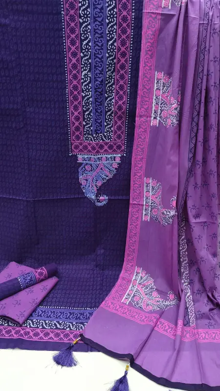 VIP Block Print Three-Piece Set - প্রিমিয়াম কটন ফ্যাব্রিক