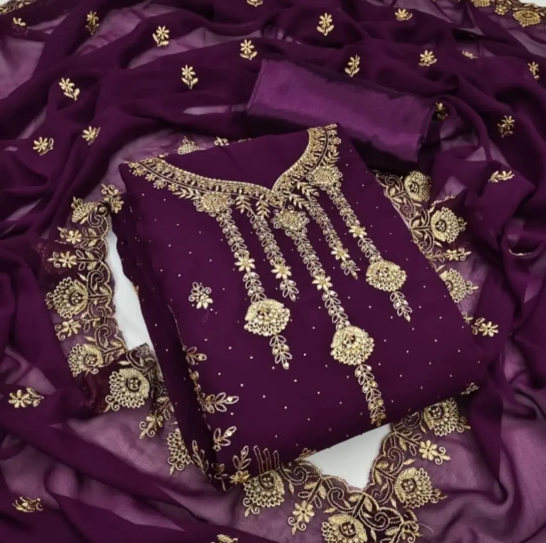 Embroidary Georjet Three Piece - Beautifully Crafted Wear